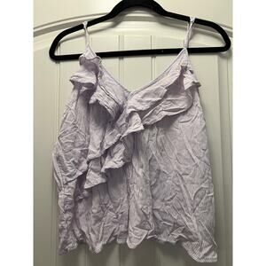 American Eagle Outfitters Women’s Striped Asymmetrical Ruffled Tank Top‎ Size XL